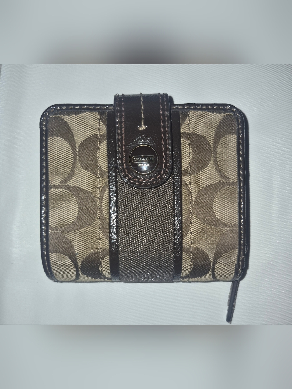 NWT Y2K Coach Signature Stripe Bifold Snap Wallet